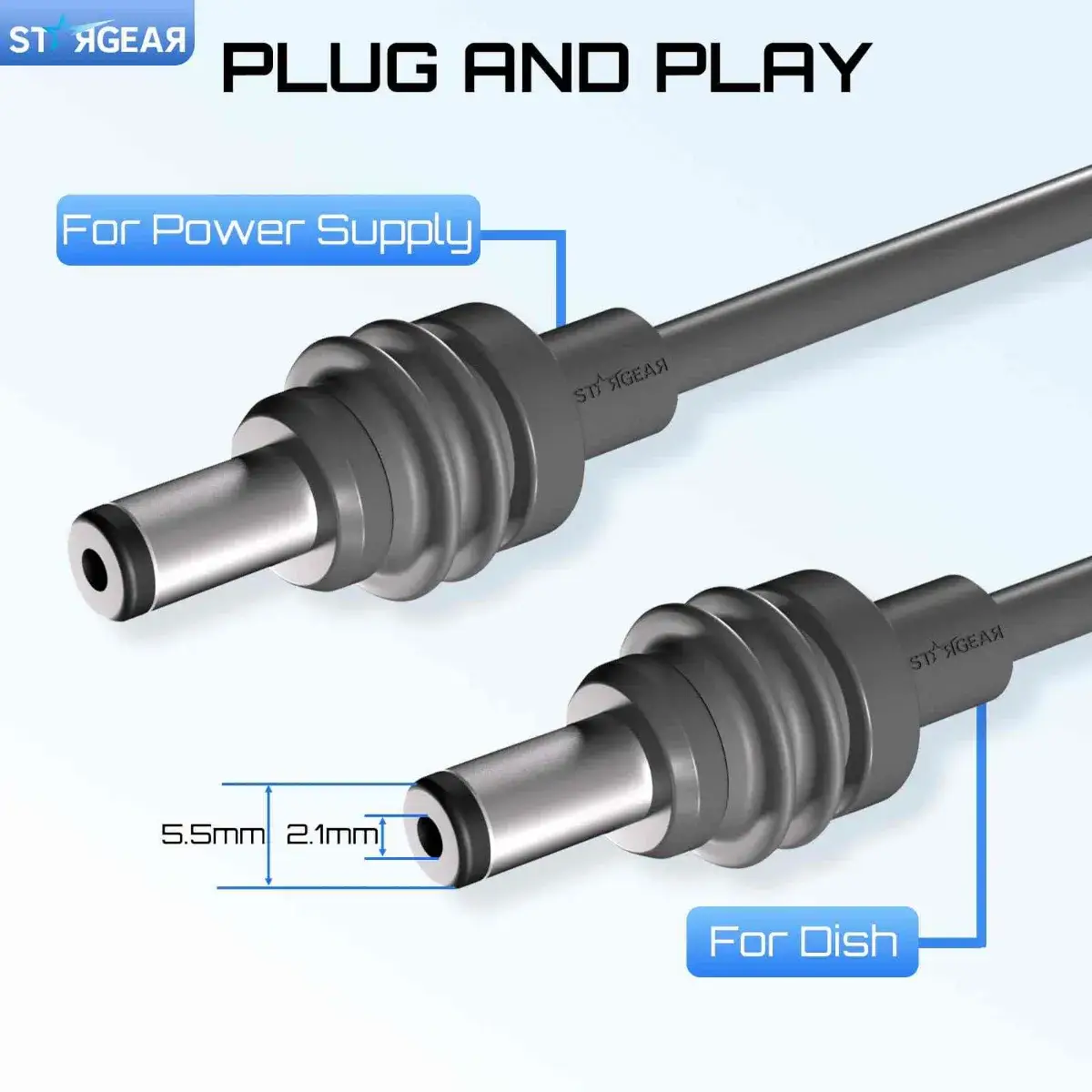 5521 to 5521 waterproof barrel connector close-up